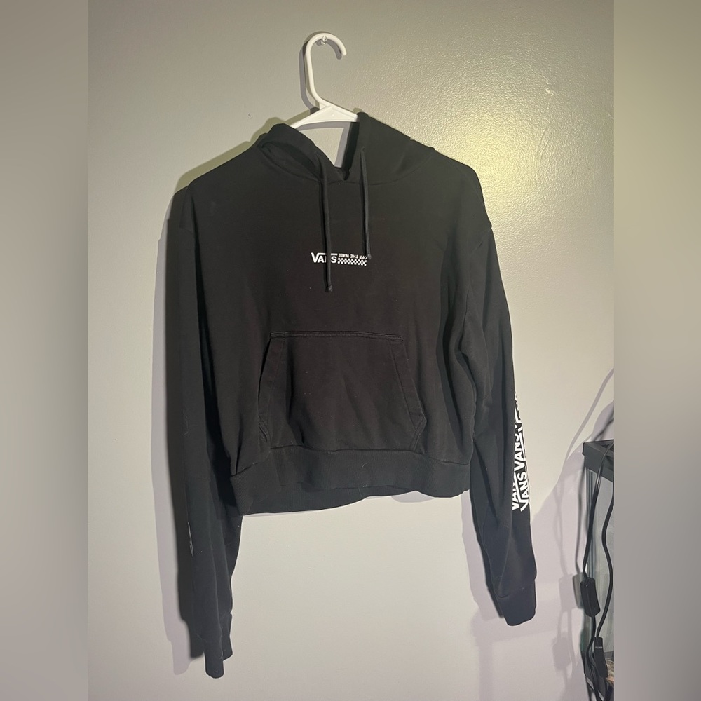 Vans | Cropped Hoodie | Black and White | Size Junior XL